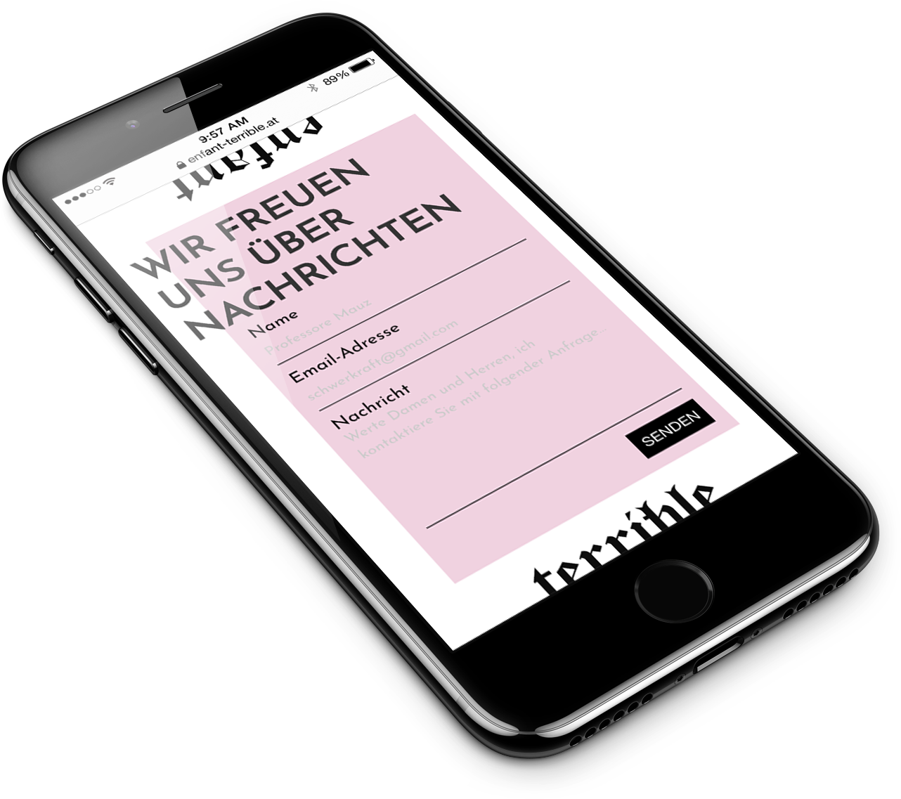 The mobile enfant terrible site: contact form