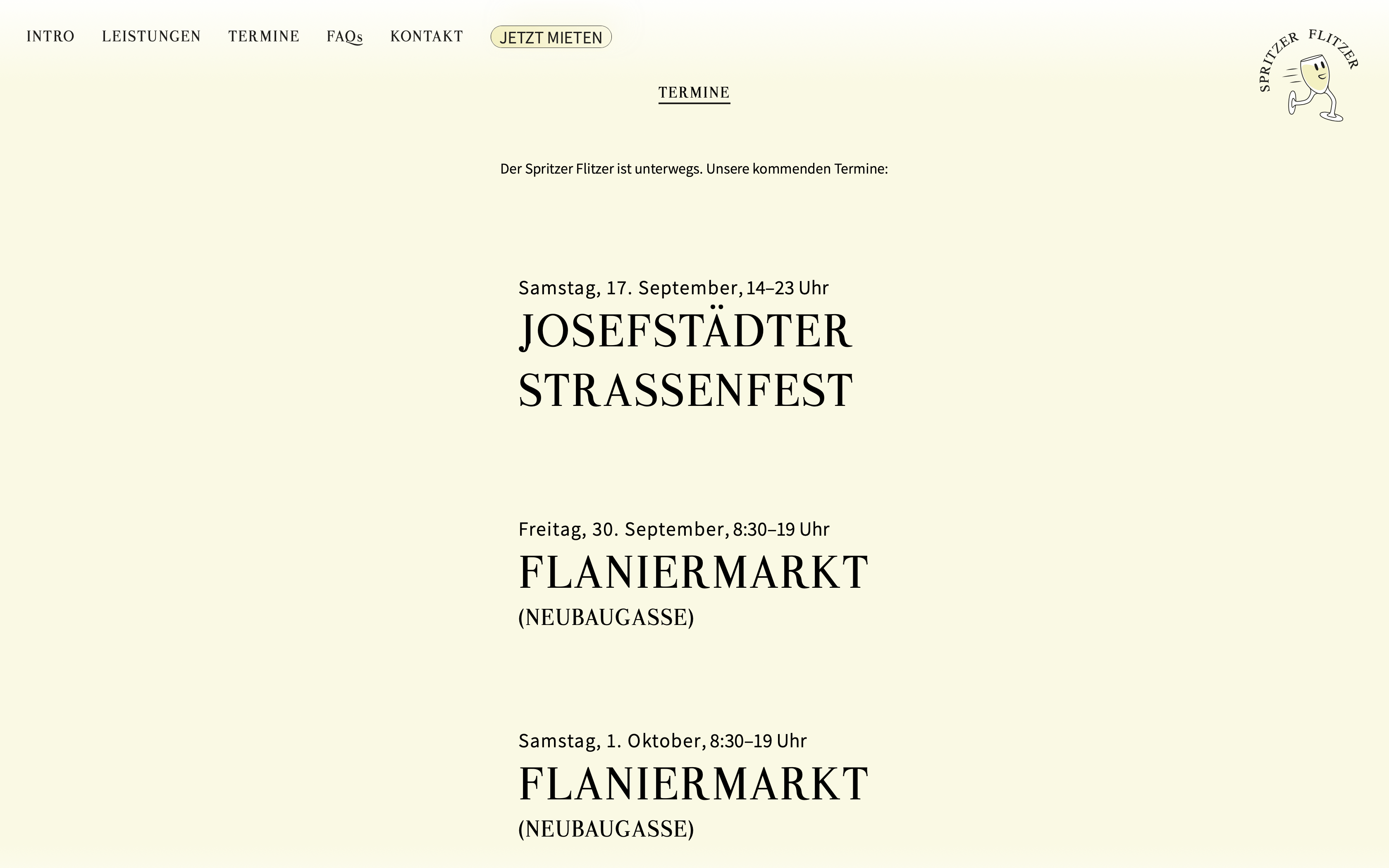 Spritzer Flitzer Website: calendar